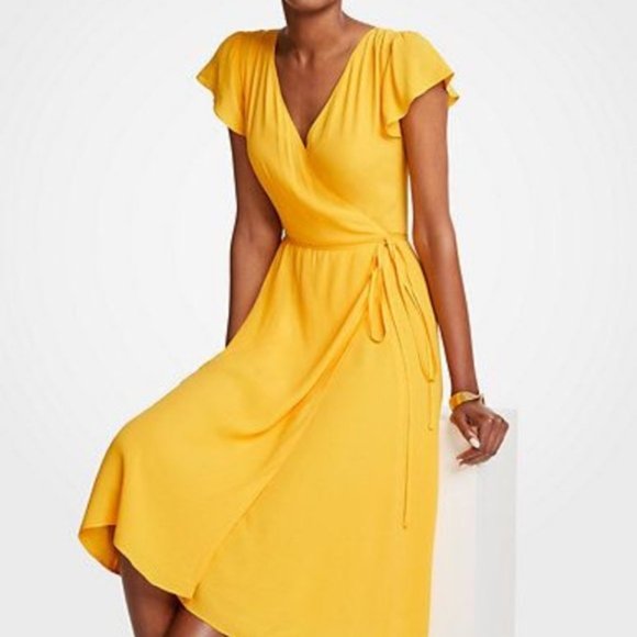 NWOT Marigold Flutter Sleeve Wrap Dress - Picture 11 of 11